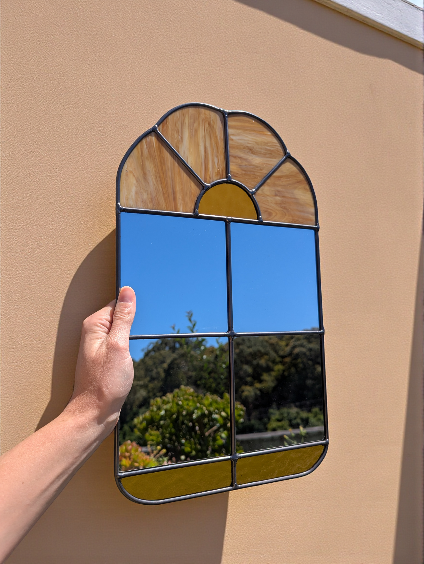 Vintage Fan Mirror (Oat & Latte)